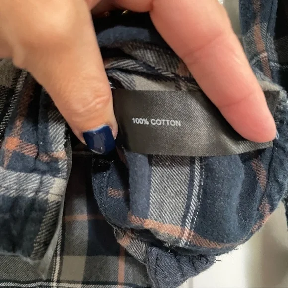 Denim & Flower Ricky Singh Navy Blue Green Plaid Long Sleeve Flannel Size Small - Picture 6 of 8